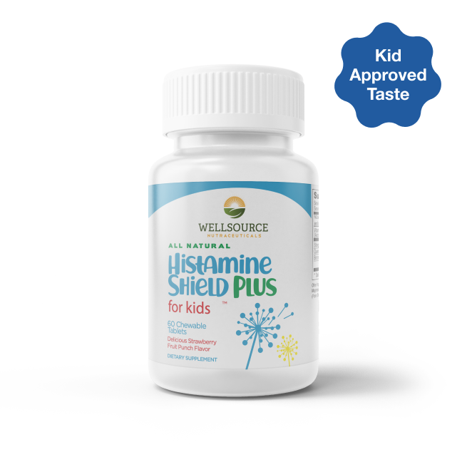 Histamine Shield Plus for Kids® 60CT All Natural AntiHistamine Supplement  Childrens Chewable Strawberry Fruit Punch