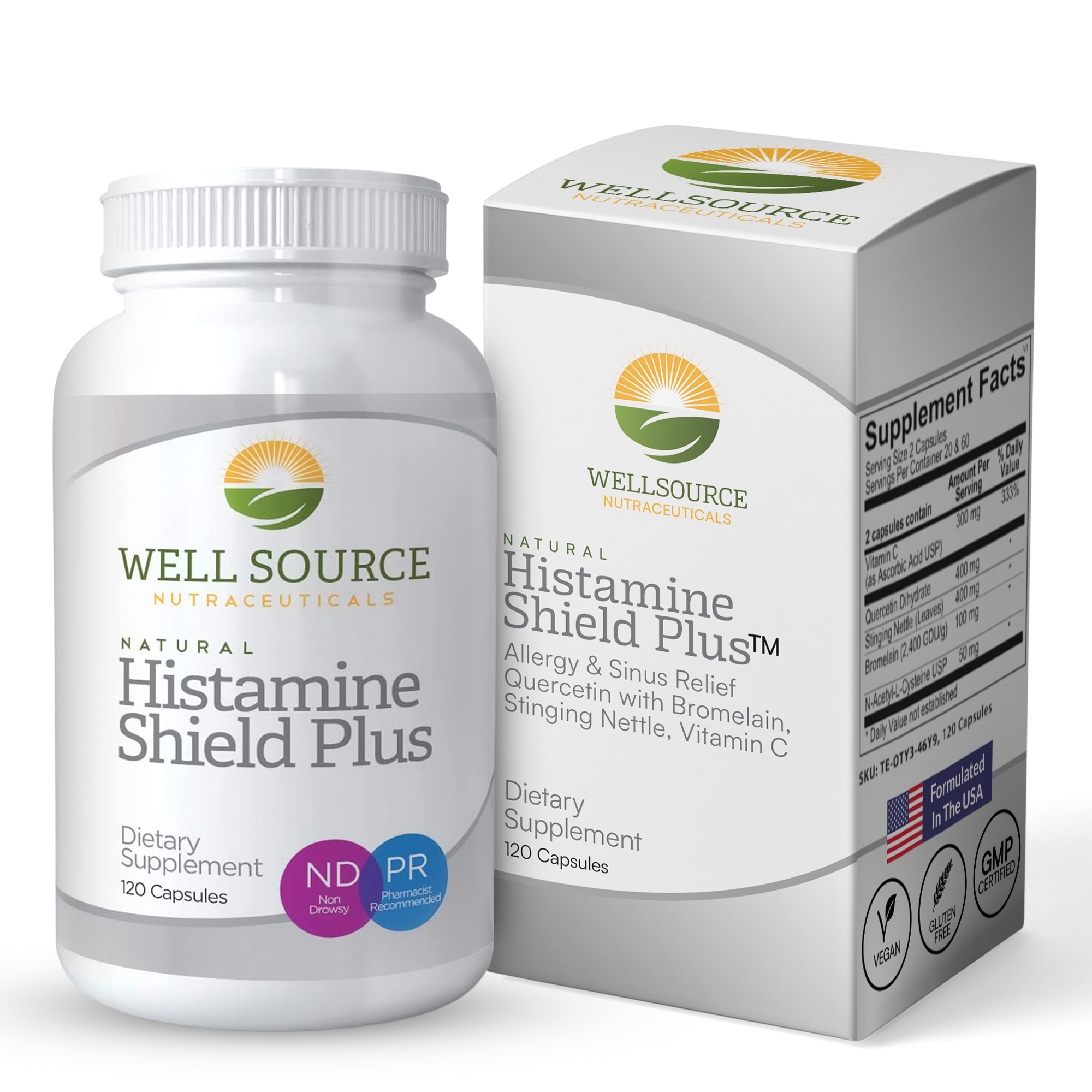 Histamine Shield Plus All Natural Antihistamine Supplement   HistamineShieldPlus